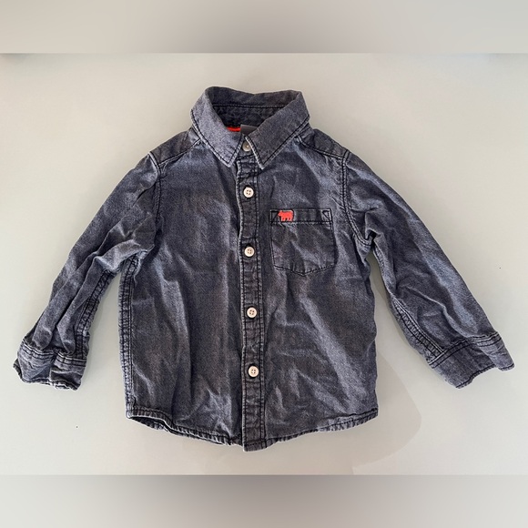 CARTER'S | Baby Boy's Chambray Dress Shirt Sz 12M Long Sleeves Button Down Denim - Picture 1 of 10